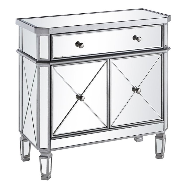 Elegant Lighting Danville 2 Door Mirrored Chest in Silver