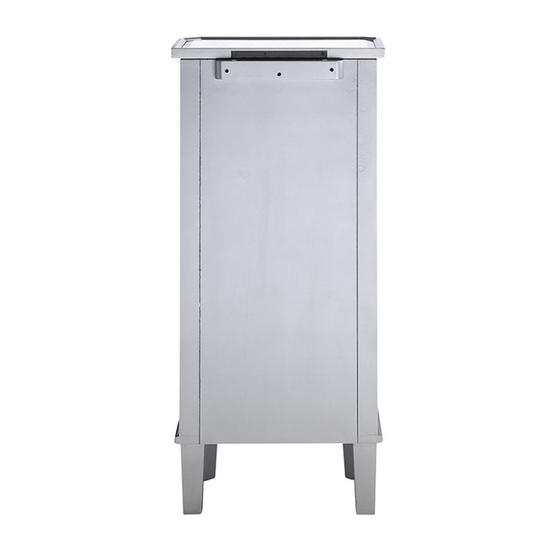 Elegant Lighting Danville 7 Drawer Mirrored Jewelry Armoire in Silver