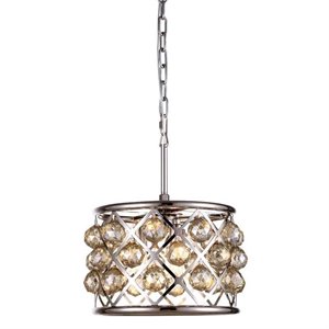 Elegant Lighting Madison 12&quot 3 Light Royal Crystal Pendant Lamp