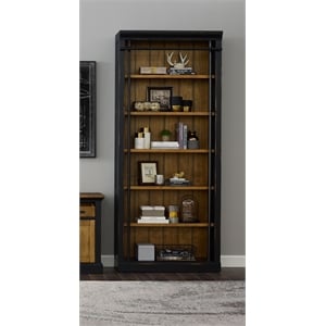 Martin Furniture Toulouse Traditional Metal and Wood Bookcase in Black