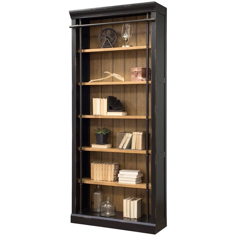 Martin Furniture Toulouse Traditional Metal and Wood Bookcase in Black