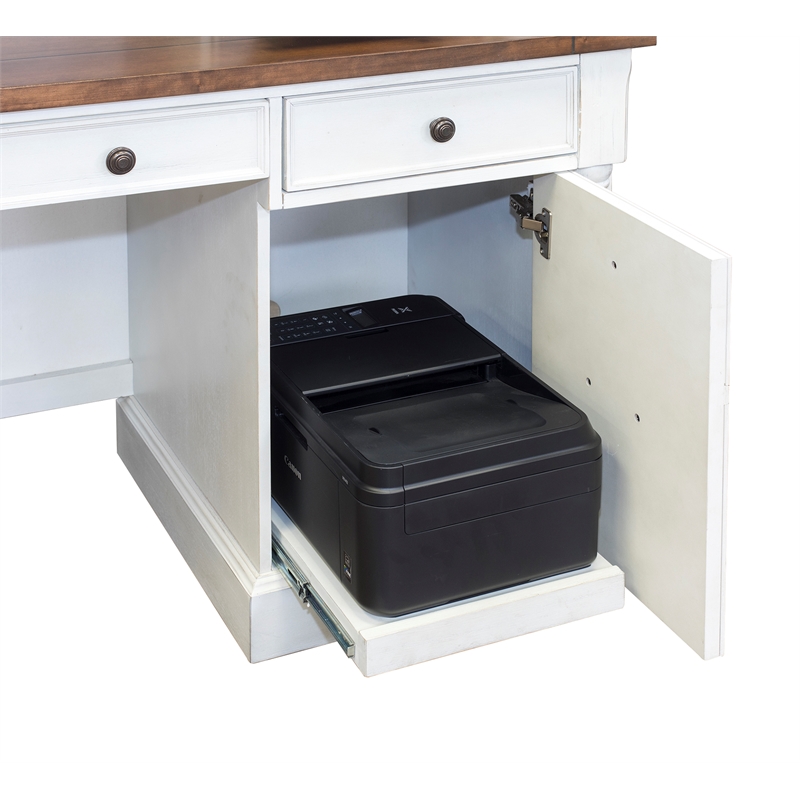 Martin Furniture Durham Rustic Wood Credenza Office Desk Writing Table White