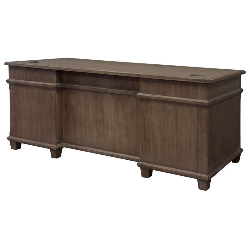 Martin Furniture Carson Double Pedestal Executive Writing Table Office Desk Gray