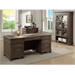 Martin Furniture Carson Double Pedestal Executive Writing Table Office Desk Gray