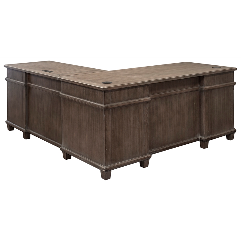 Martin Furniture Carson Wood L-Desk & Return Writing Table Office Desk Gray