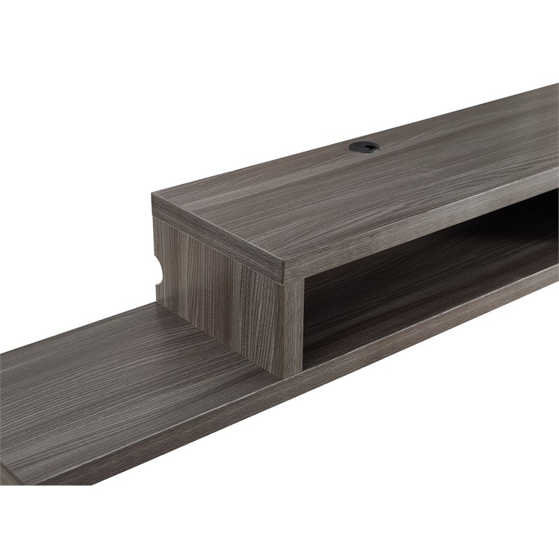 Asymmetrical Wall Mounted Wood TV Console Entertainment Center 60-inch Gray