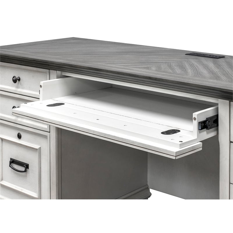 Martin Furniture Hartford White Wood Double Pedestal Desk Executive Desk