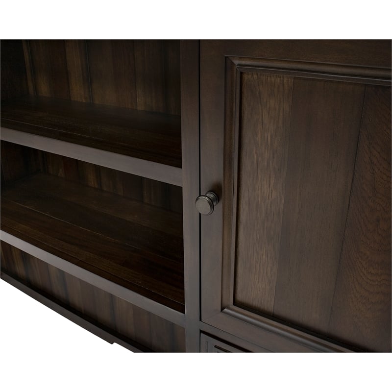 Executive Hutch With Wood Doors Two Drawers Fully Assembled Brown