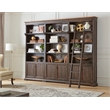 Martin Furniture  Executive Bookcase Wall With Wood Ladder in Brown
