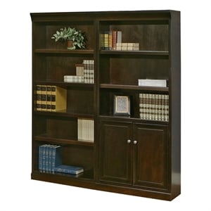 Fulton Executive Wood Bookcase With Doors Office Storage Cabinet Office Brown