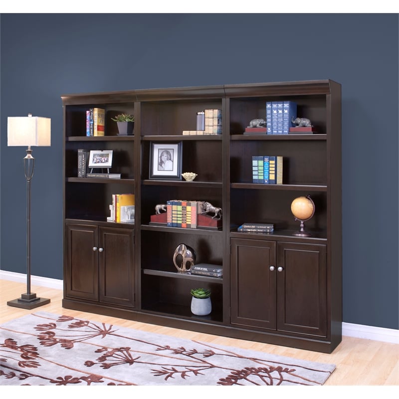 Fulton Executive Wood Bookcase With Doors Office Storage Cabinet Office Brown