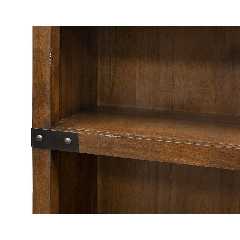 Rustic Open Wood Bookcase Office Shelving Storage Cabinet Fully Assembled Brown