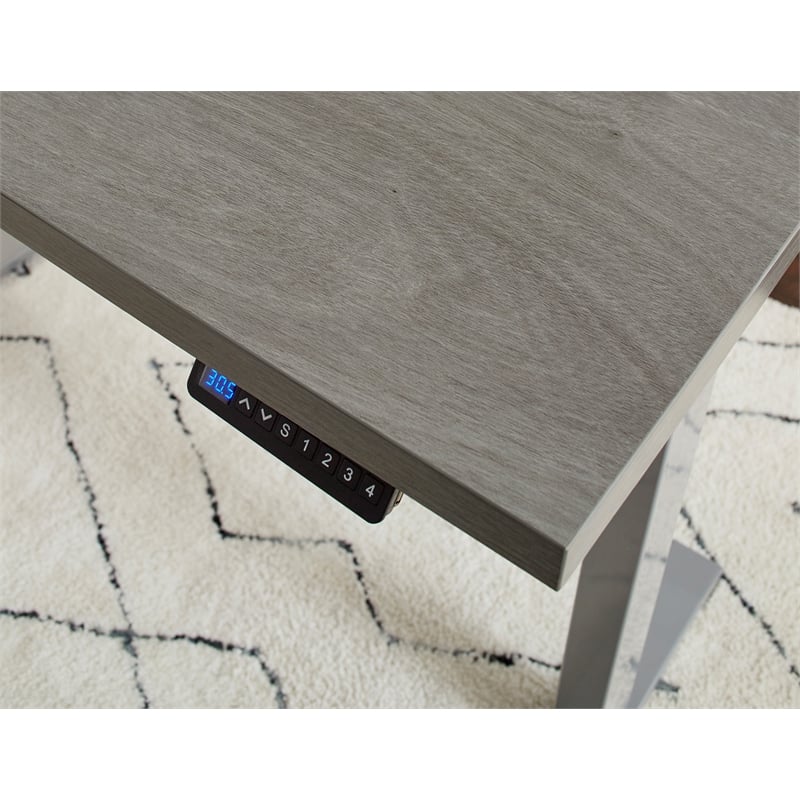 Electric Height Adjustable Desk Laminate Wood Sit-Stand Table Office Desk Gray