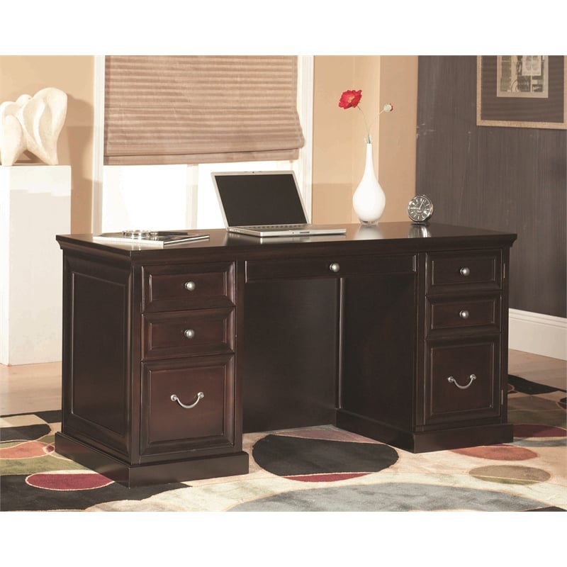 Martin Furniture Fulton Double Pedestal Desk in Espresso