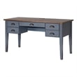 Martin Furniture Farmhouse Wood Half Pedestal Executive Desk Writing Table Office Desk Blue