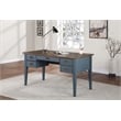Martin Furniture Farmhouse Wood Half Pedestal Executive Desk Writing Table Office Desk Blue