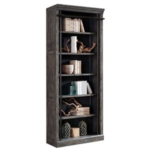 Martin Furniture Avondale 5-Shelf Farmhouse Wood Bookcase in Gray