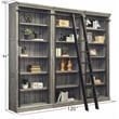 Avondale 8' Tall Bookcase Wall With Ladder Storage Organizer Display Gray