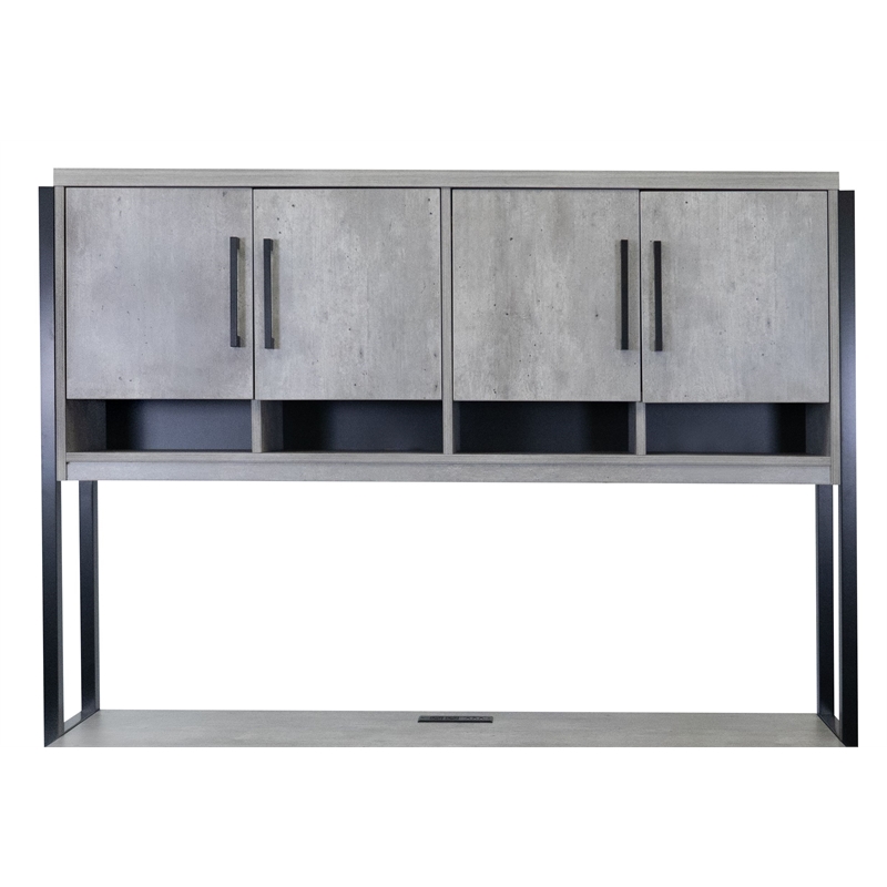 Contemporary Wood Laminate Hutch Office Storage Fully Assembled Gray