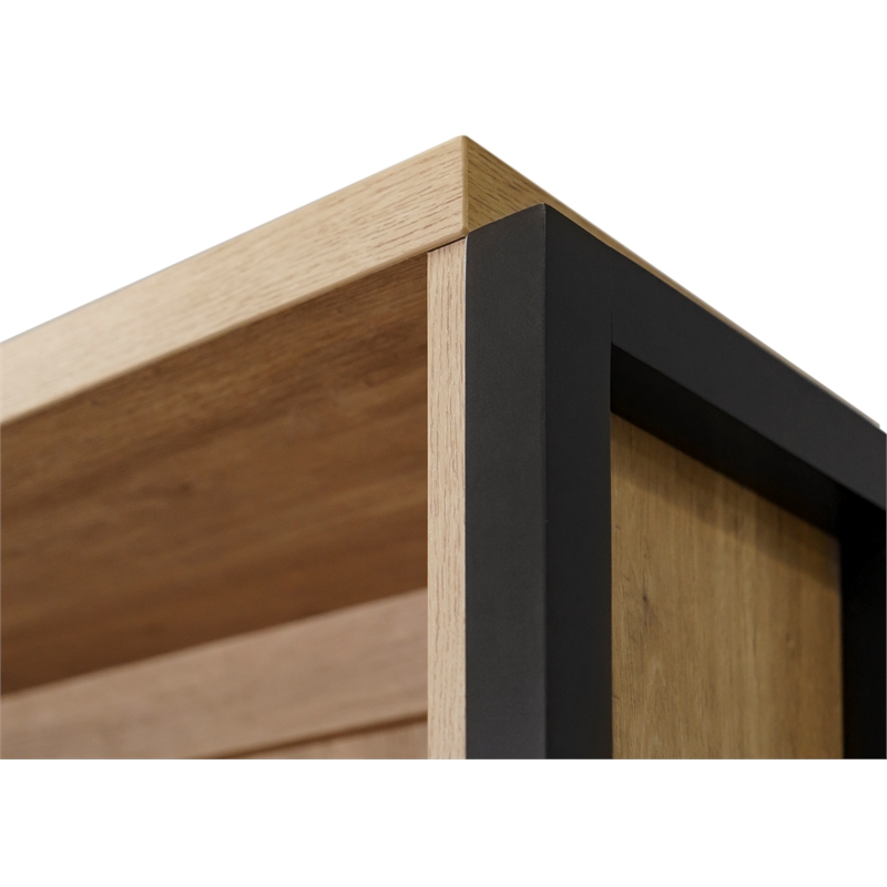 Modern Wood  Laminate Bookcase With Doors Fully Assembled Light Brown