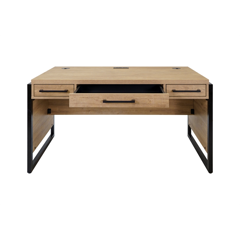 Modern Wood Laminate Office Writing Desk Storage Desk  Light Brown
