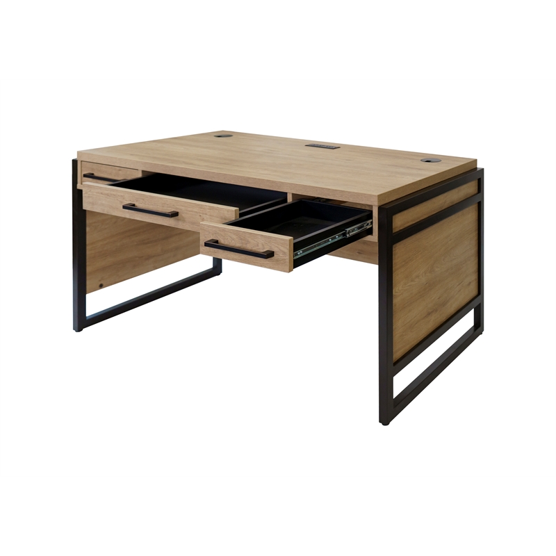 Modern Wood Laminate Office Writing Desk Storage Desk  Light Brown