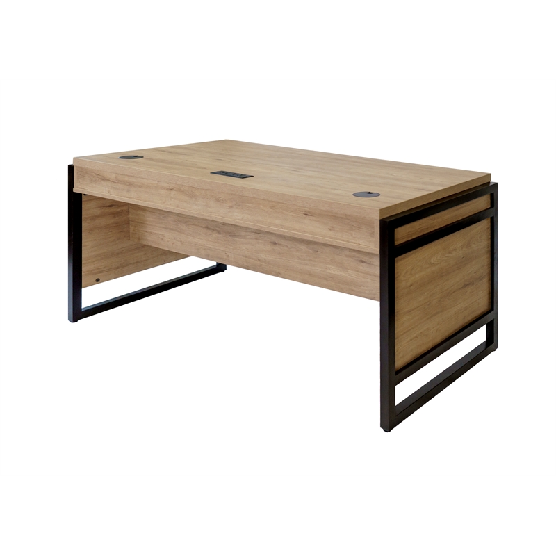 Modern Wood Laminate Office Writing Desk Storage Desk  Light Brown