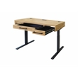 Modern Wood Laminate Office Electronic Sit Stand Desk Light Brown