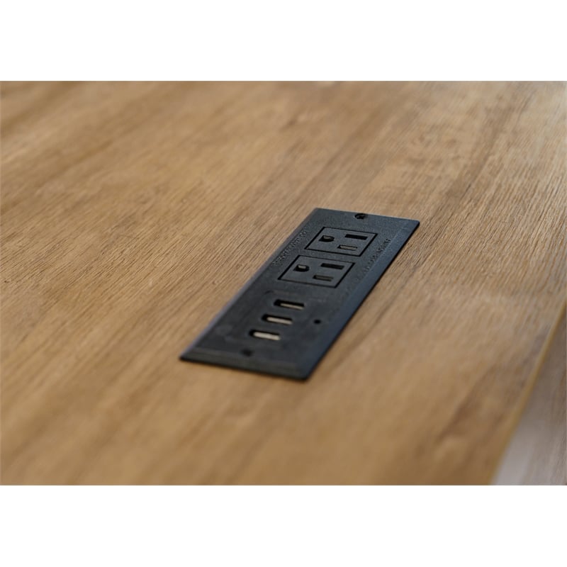 Modern Wood Laminate Office Electronic Sit Stand Desk Light Brown