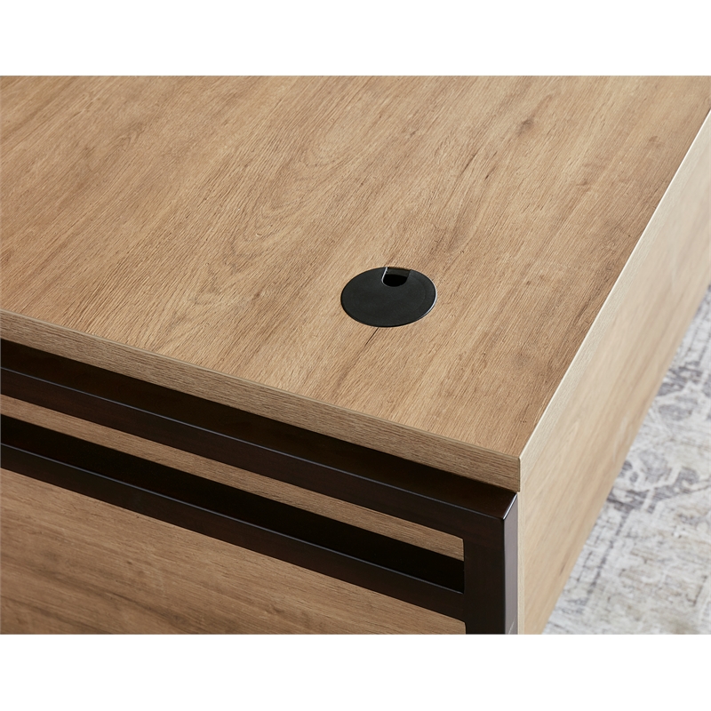 Modern Wood Laminate Double Pedestal Executive Desk  Light Brown