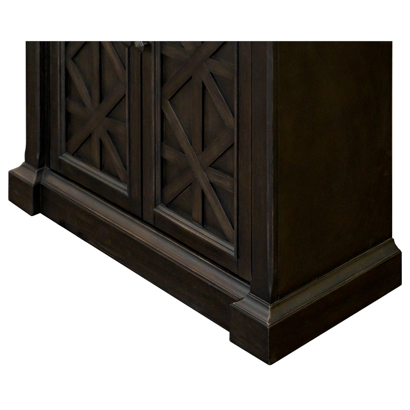 Traditional Wood Bookcase With Doors Office Shelving Storage Cabinet Dark Brown