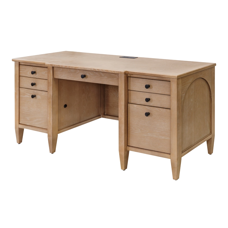 Modern Wood Credenza Wood Office Desk Writing  Fully Assembled Light Brown