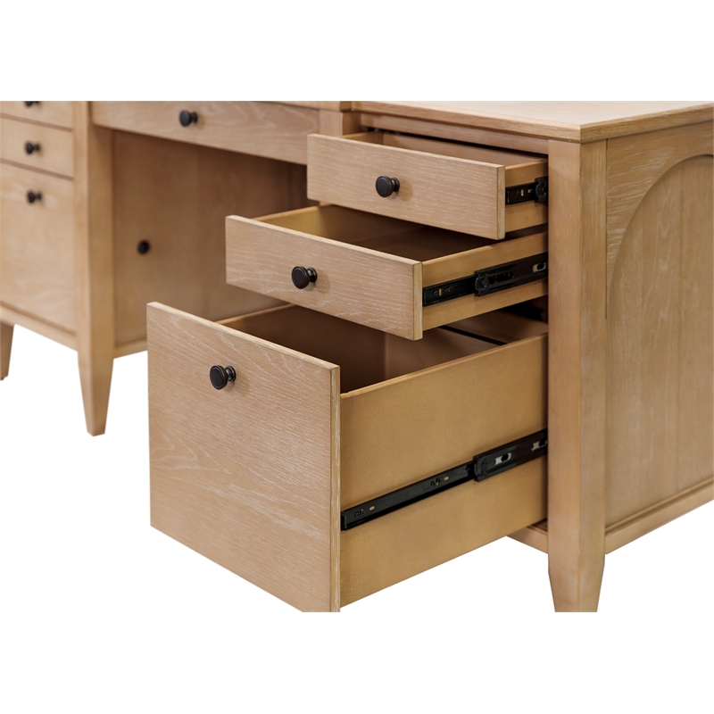 Modern Wood Credenza Wood Office Desk Writing  Fully Assembled Light Brown