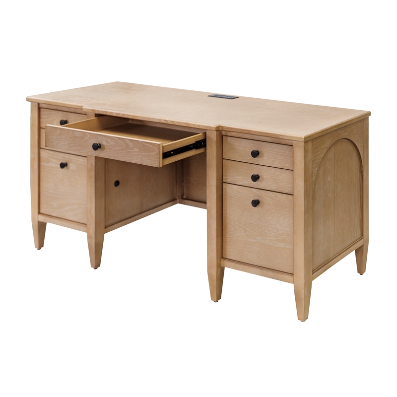 Modern Wood Credenza Wood Office Desk Writing  Fully Assembled Light Brown