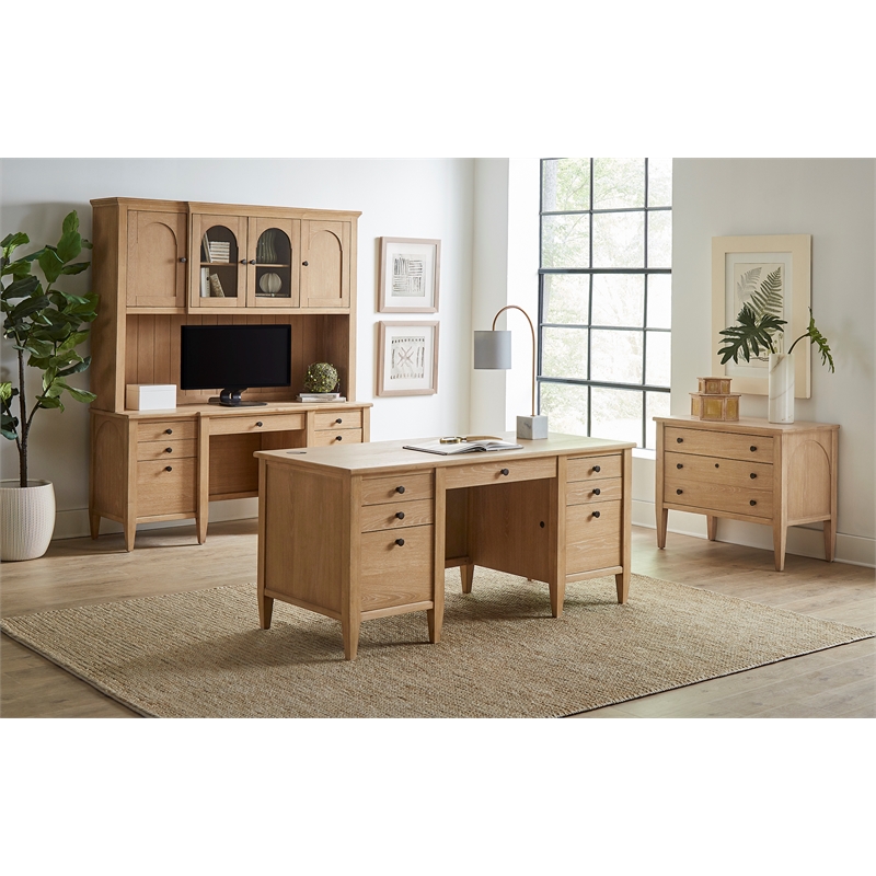 Modern Wood Lateral File Storage File Drawer Office Fully Assembled Light Brown