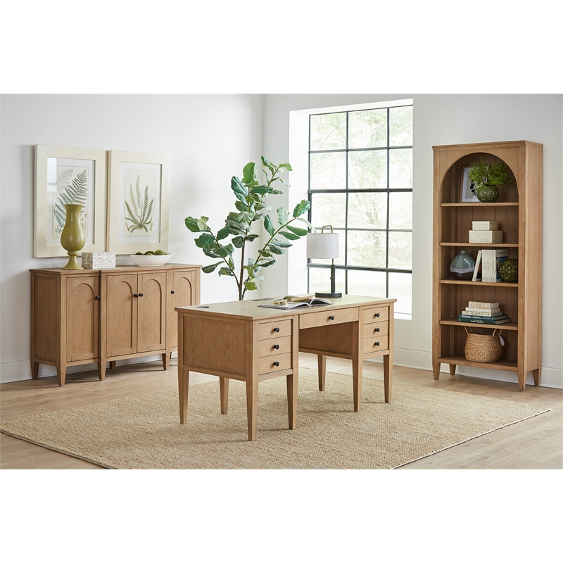 Martin Furniture Wood Open Bookcase Office Cabinet in Light Brown