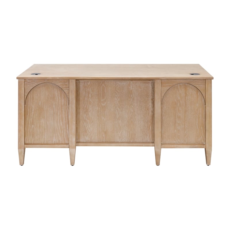 Modern Wood Double Pedestal Desk Wood Desk Fully Assembled Light Brown