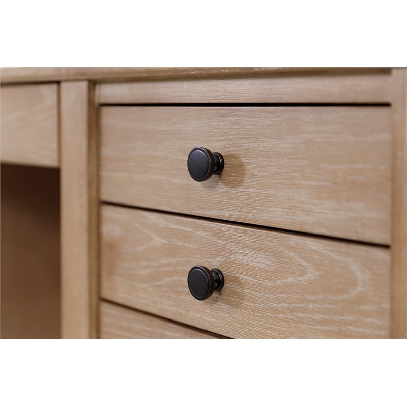 Modern Wood Double Pedestal Desk Wood Desk Fully Assembled Light Brown