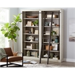 Traditional 8' Tall Wood Bookcase Wall With Ladder Aged Office Bookcases White