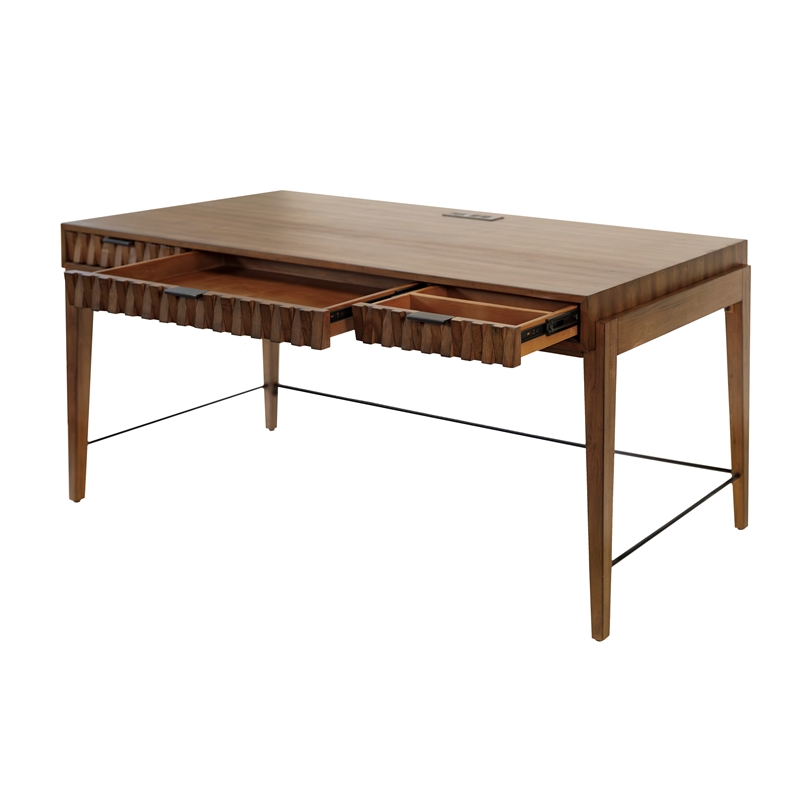 Mid-century Modern Writing Desk  Office Desk Wood Storage Desk Brown