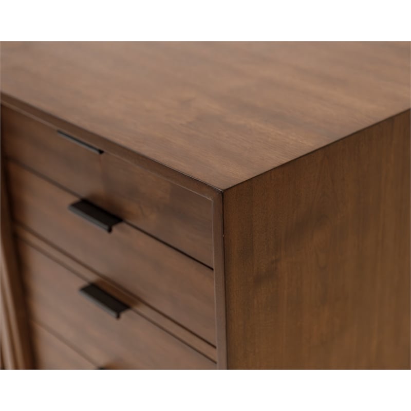 Mid-century Wood Modern Small Console with File Drawers Brown