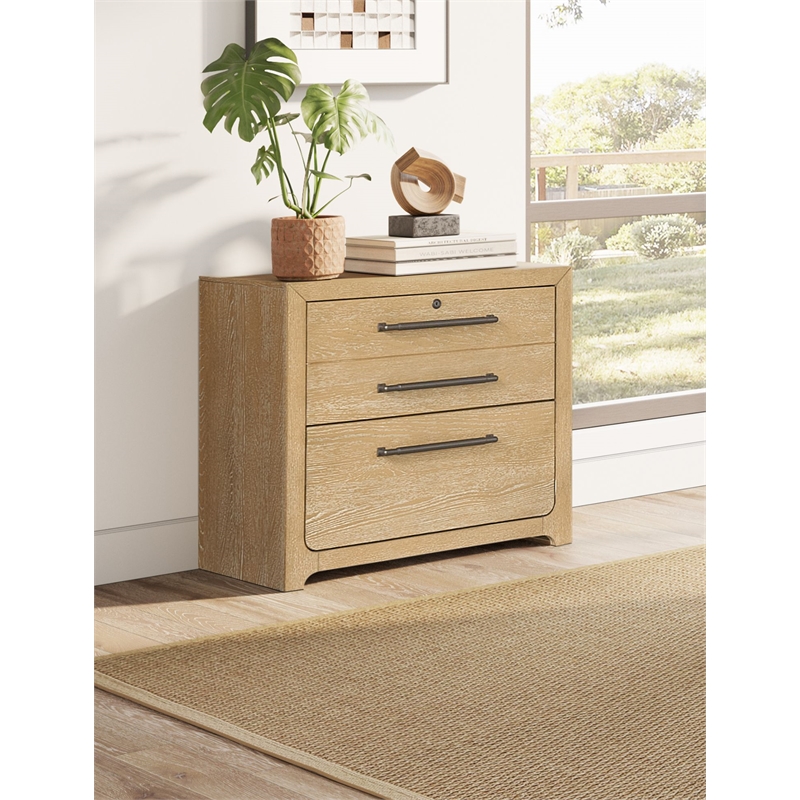 Martin Furniture Wood Lateral File Storage File Drawer in Light Brown