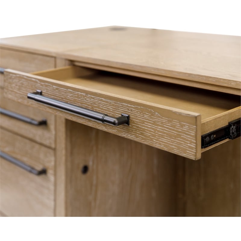 Martin Furniture Wood Double Pedestal Executive Office Desk in Light Brown