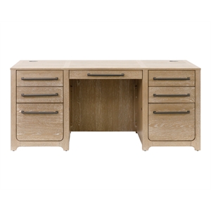 Martin Furniture Wood Double Pedestal Executive Office Desk in Light Brown