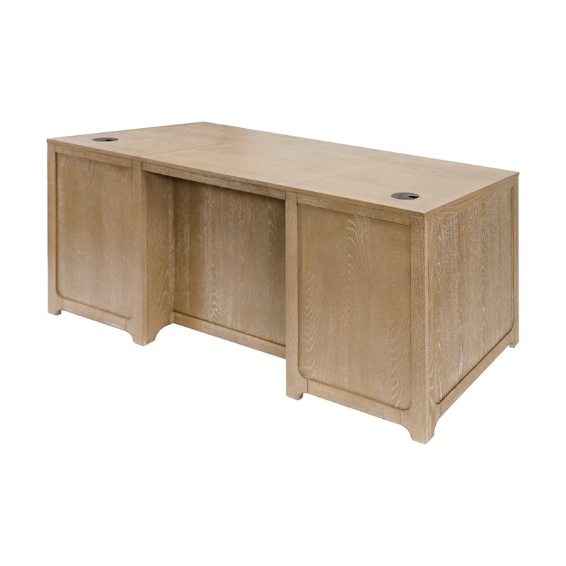 Martin Furniture Wood Double Pedestal Executive Office Desk in Light Brown