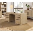 Martin Furniture Wood Double Pedestal Executive Office Desk in Light Brown