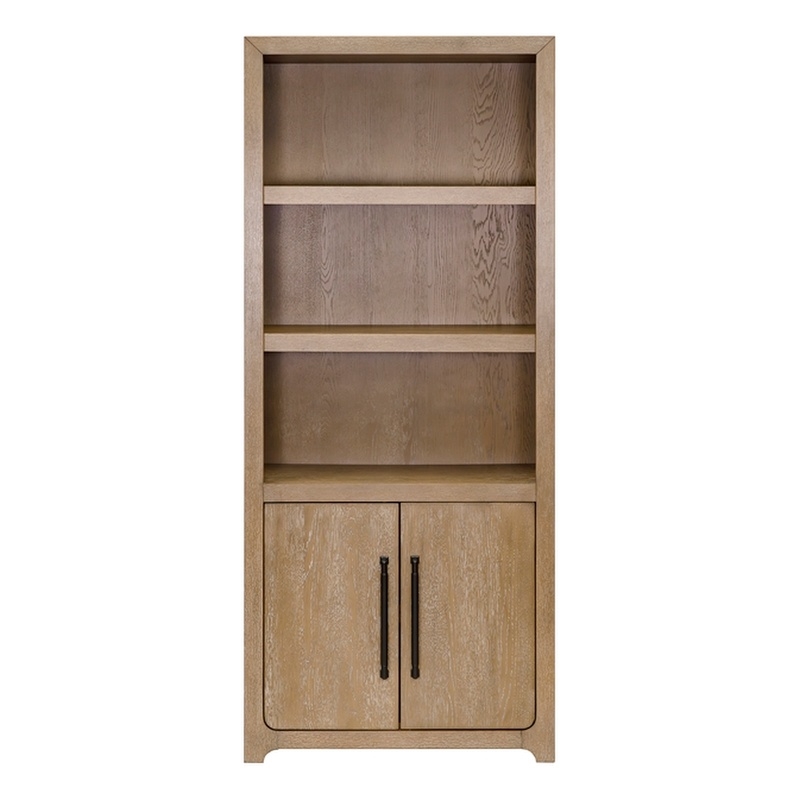 Martin Furniture Wood Bookcase with Doors Office Storage in Light Brown