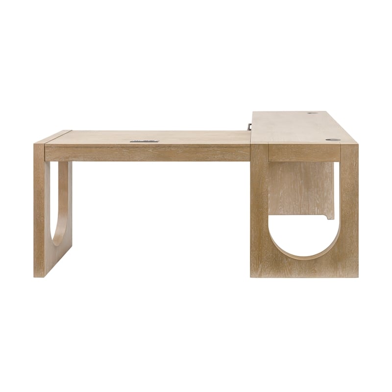 Martin Furniture Wood L-Shape Pedestal Desk with RHF Open Return Corner Desk Light Brown