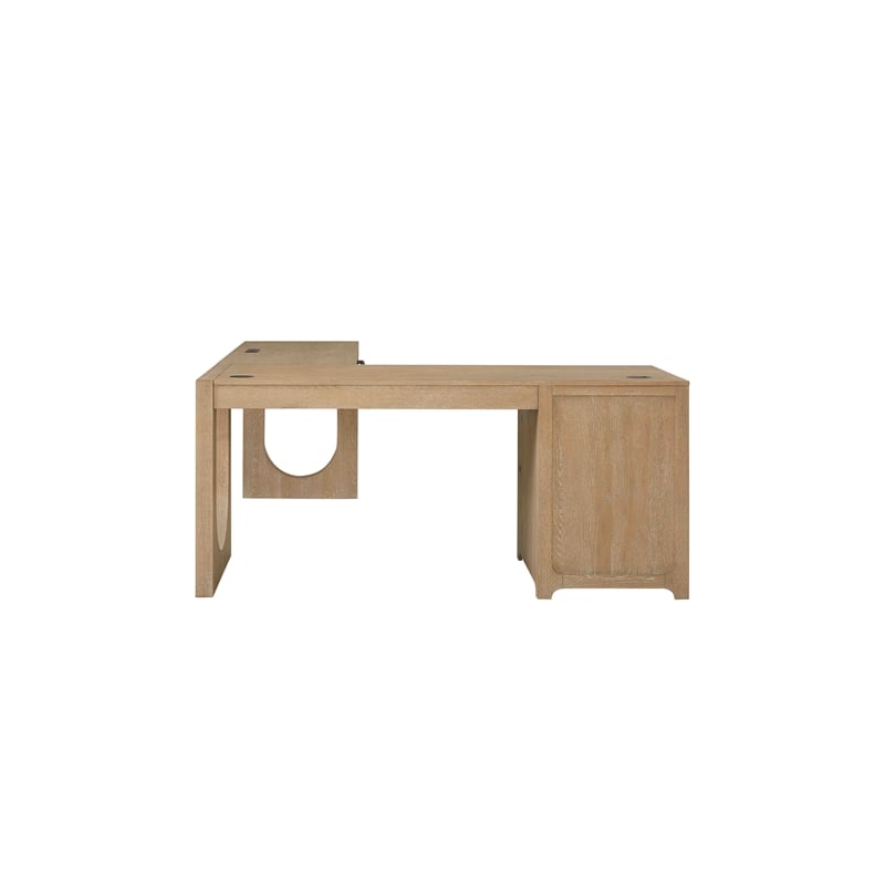 Martin Furniture Wood L-Shape Pedestal Desk with RHF Open Return Corner Desk Light Brown