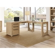 Martin Furniture Wood L-Shape Pedestal Desk with RHF Open Return Corner Desk Light Brown
